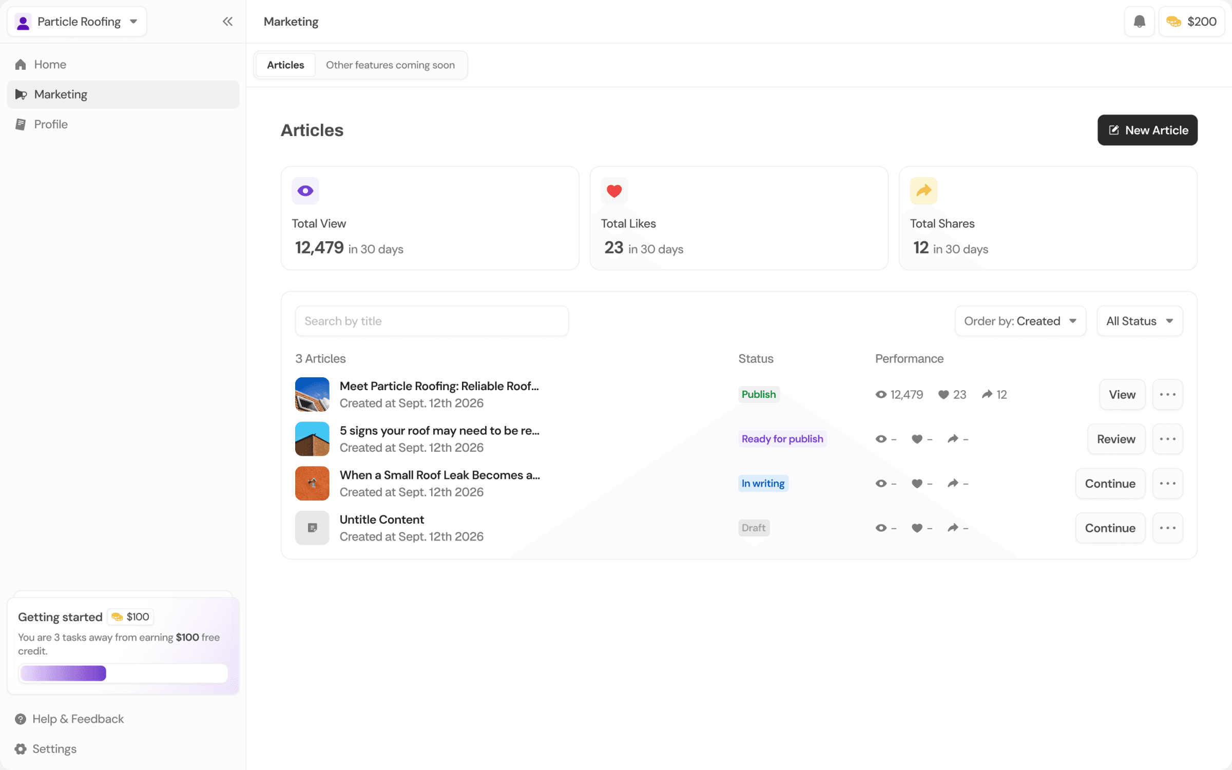 The Nearby.ai marketing dashboard
